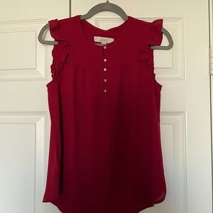Loft Red Flutter Sleeve Blouse